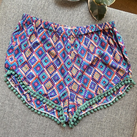 🎉 Vintage 70s inspired Confetti High wasted Pom Pom shorts, Size: L - Picture 13 of 17